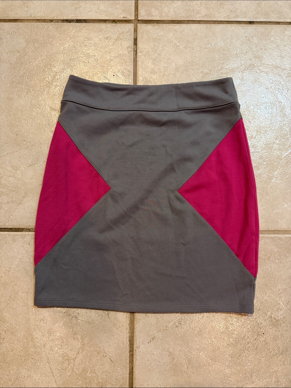 silence + noise Gray Pencil Skirt with Magenta Panels